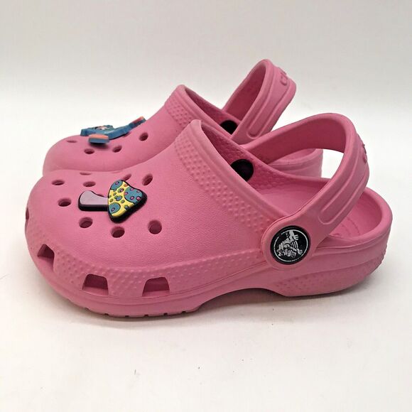 Crocs Iconic Comfort Clogs Unisex Childs C 8 Pink Jibbitz Waterproof Sandals - Picture 3 of 12